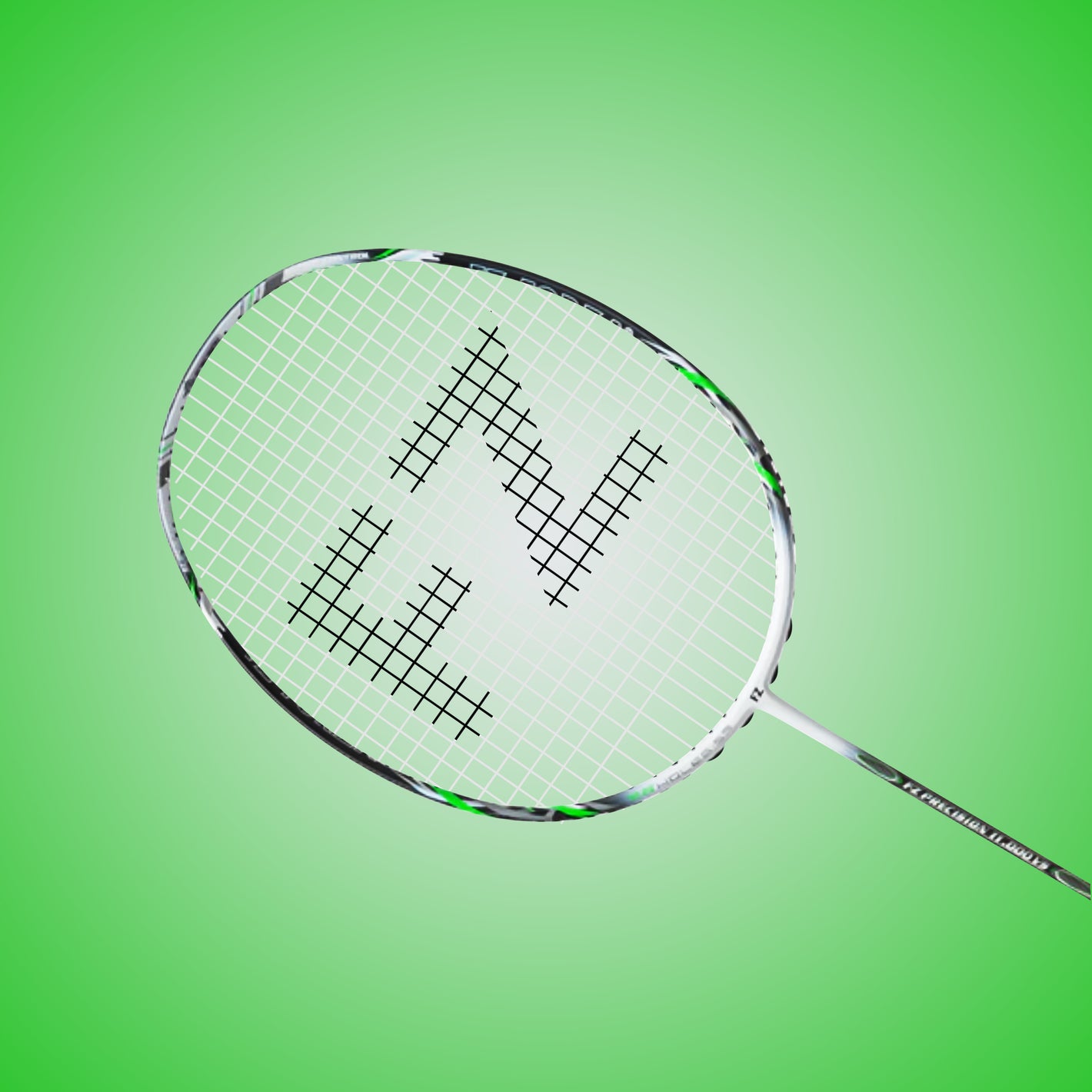 Precision 11000 Very Stiff Strung Badminton Racket(White+Green)- 3U/G5