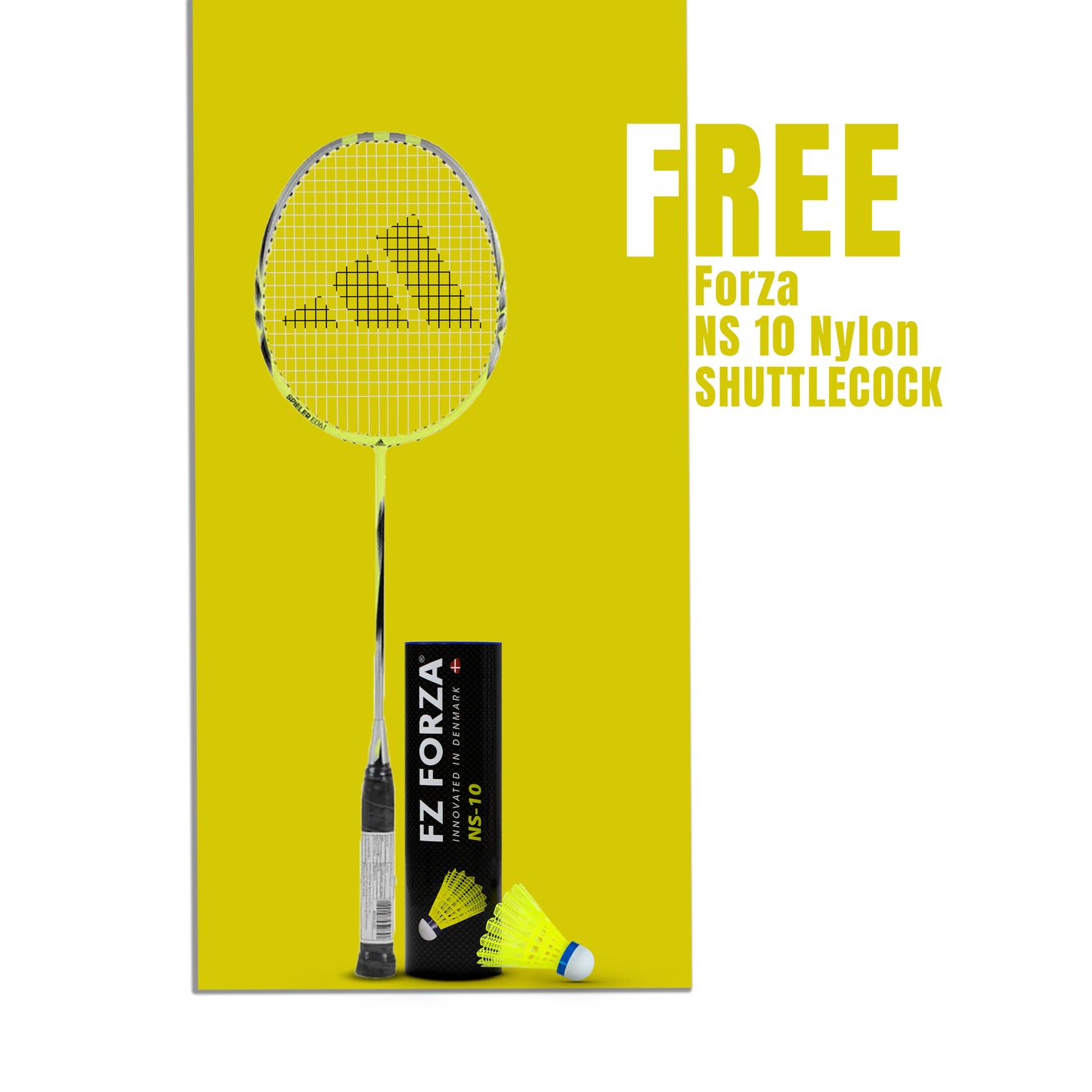 Spieler E06.1 Strung Badminton Racket (Yellow) - 2U/G5 - Get Nylon Shtullecock Absolutely Free