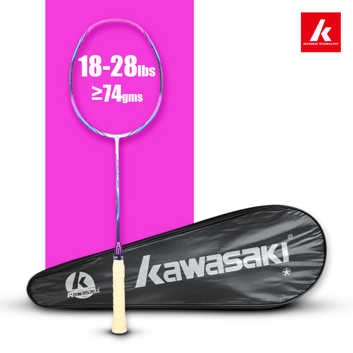 Badminton racket, Badminton racquet, durable racket, graphite racket, even balance, head heavy racket, head light racket, 3u racket, 5u racket, 6u racket, 4u racket, high tension racket, lightweight racket, Kawasaki badminton racket, unstrung racket, professional racket, beginner racket, intermediate racket, isometric racket, junior badminton racket, best badminton rackets, Shuttle bat, best smash racket. 28lbs racket, badminton racket under 1000, premium badminton racket, strung racket.