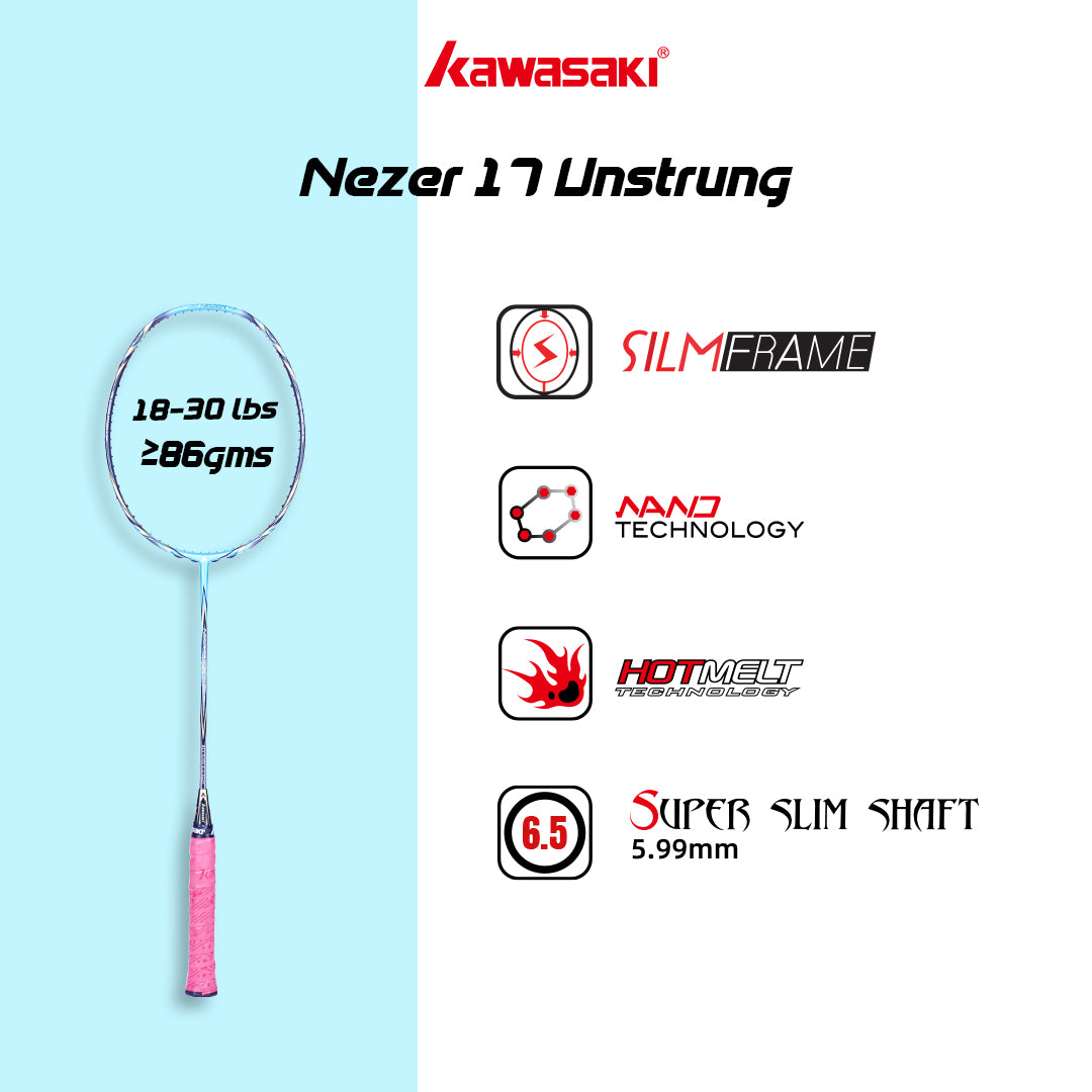 Badminton Racket, Best Badminton Racket, Lightweight Badminton Racket, Professional Badminton Racket, Power Badminton Racket, Control Badminton Racket, Speed Badminton Racket, High-Performance Racket, Carbon Fiber Racket, Graphite Racket, Beginner Badminton Racket, Advanced Badminton Racket, Badminton Racket for Men, Badminton Racket for Women, Singles Badminton Racket, Doubles Badminton Racket, Unstrung Badminton Racket, Strung Badminton Racket, Buy Badminton Racket, Top Racket Brands, kawasaki nezer 17