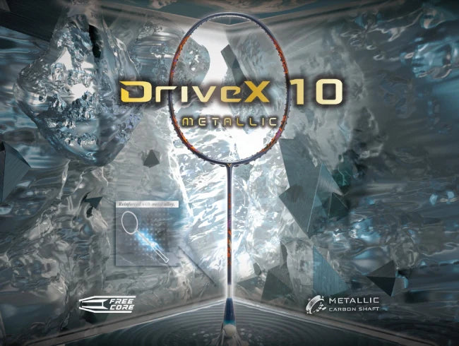 Drivex-10METALLIC-B Professional Badminton Racket, Unstrung, Even Balance, G5